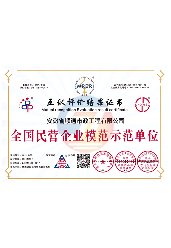 全國民營企業(yè)模范示范單位